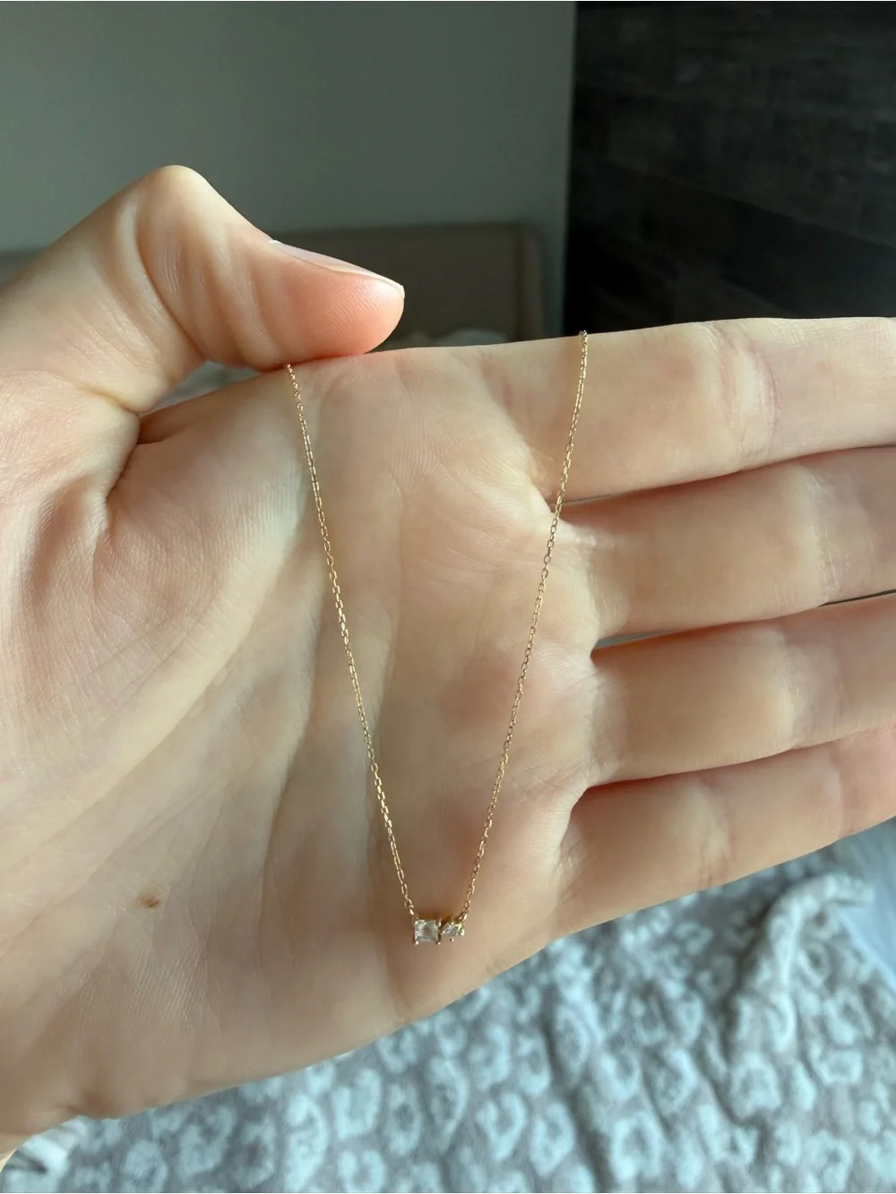 14k Gold Gorjana Diamond and White Sapphire Necklace